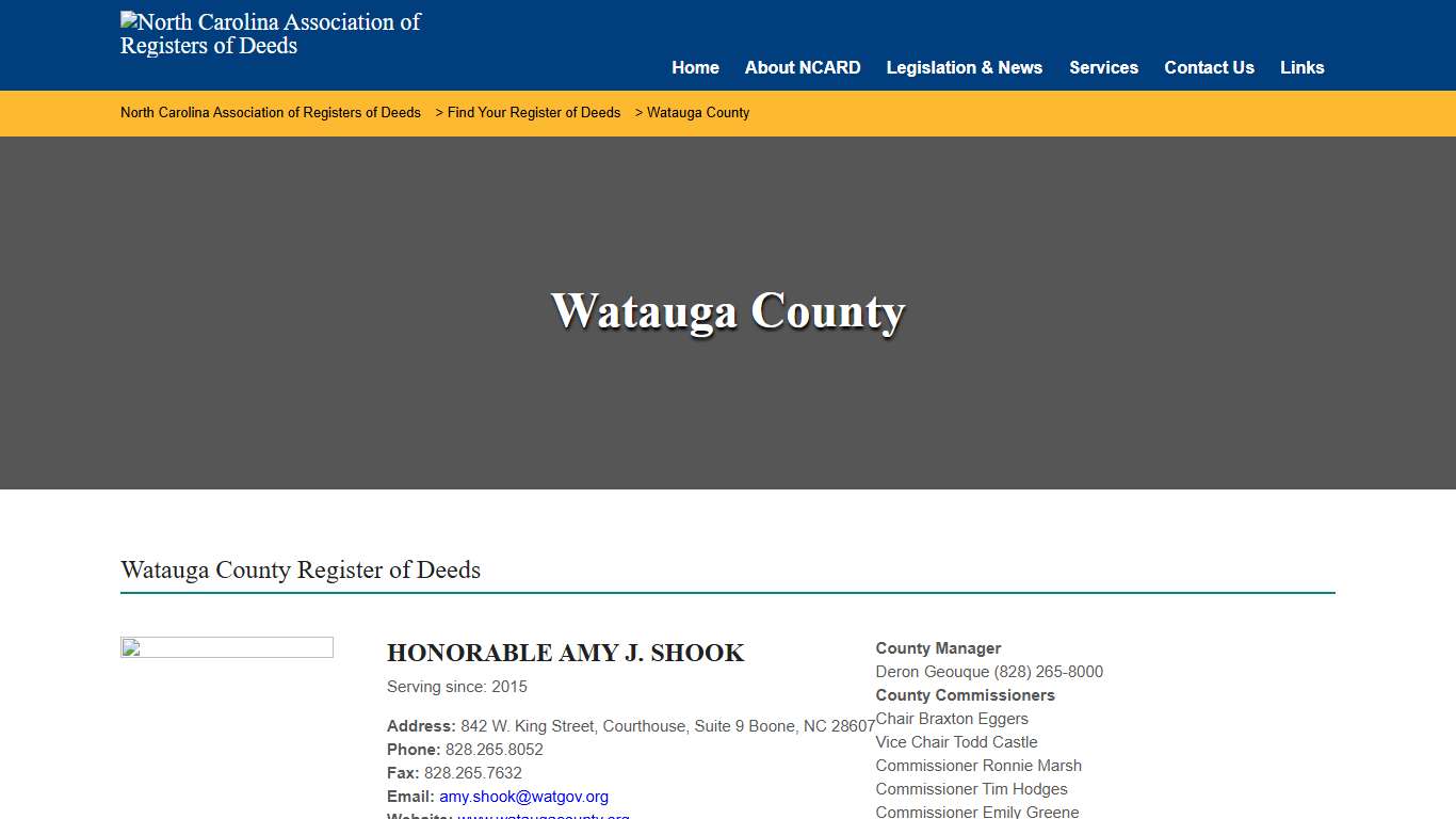 Watauga County – North Carolina Association of Registers of Deeds